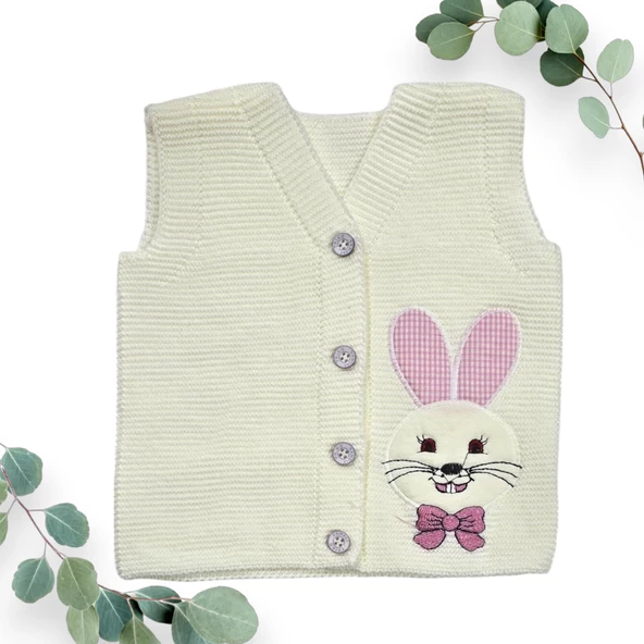 Tavşan Nakışlı Kız Çocuk Yelek - 4