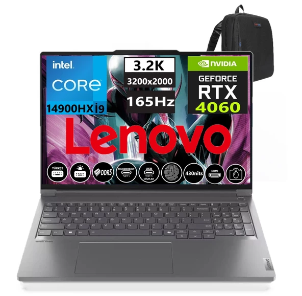 Lenovo Thinkbook Thinkbook 16P G5 Irx İ9-14900HX 64GB Ddr5 1tb SSD RTX4060 8gb 16 Inç 3.2k (3200×2000) 165Hz Freedos Gaming Laptop 221N50024TR10+WEBLEGELSINÇANTA ürün görseli