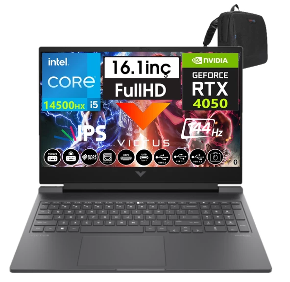 Hp Victus Gaming 16-R1062NT I5-14500HX 32GB Ddr5 1tb SSD 6GB/RTX4050 Freedos 16.1" 144 Hz Fhd IPS Taşınabilir Bilgisayar 99J264EA06+WEBLEGELSINÇANTA