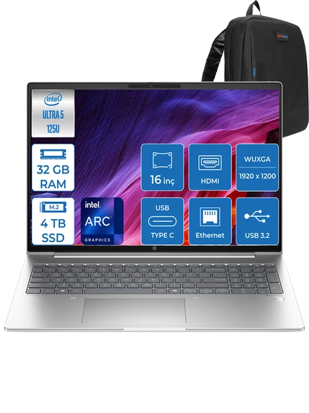 Hp Probook 460 G11 Intel Core Ultra 5 125U Ddr5 32GB 4tb SSD Intel® Aı Boost 16 Wuxga IPS Freedos Taşınabilir Bilgisayar 9Y7S7ETF12 + Zettaçanta