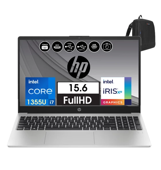 Hp 250 G10 Intel Core I7-1355U 32GB 512GB SSD 15.6" W11HOME Fhd Taşınabilir Bilgisayar 99G1E6ETH12+ZETTAÇANTA