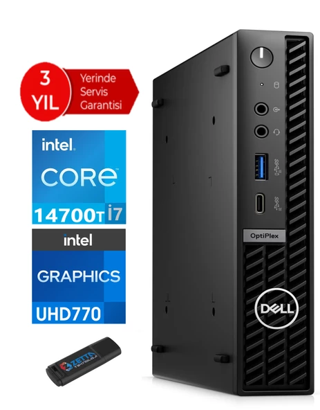 Dell Pc Optıplex 7020MFF Plus Intel Core İ7-14700T 32GB Ddr5 1tb SSD WINDOWS11PRO Mini Masaüstü Bilgisayar N09O7020MFFPVPW73+ZETTAUSBBELLEK