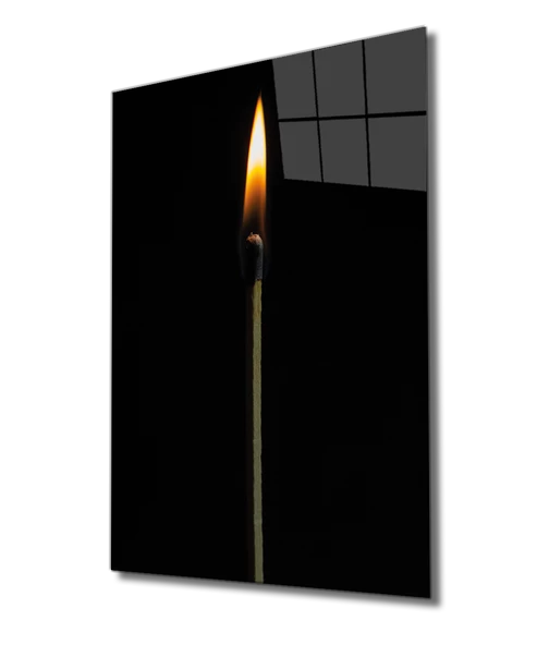 Ateş Kibrit Dekoratif ve Modern Cam Tablo Fire Matches Glas