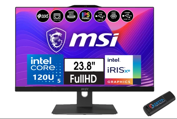 Msı Modern AM242P Intel Core 5 120U 16GB Ddr5 1tb SSD Fhd 23.8" IPS WINDOWS11HOME All In One Bilgisayar W1M-1223EUH03+ZETTAUSBBELLEK