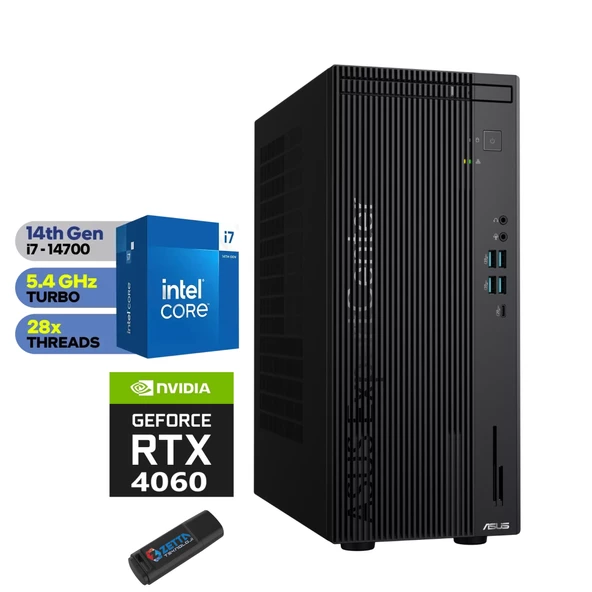 Asus D9 Expertcenter D901MDR Intel I7-14700 192GB Ddr5 4tb SSD 8GB/RTX4060 WINDOWS11PRO Masaüstübilgisayar WRTXD901MDRW35+ZETTAUSBBELLEK