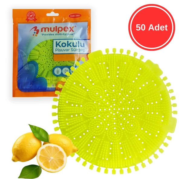 Mulpex Limon Kokulu Pisuvar Süzgeci - 50 Adet - Pisuvar, Küvet ve Lavabolar İçin 15x15 cm