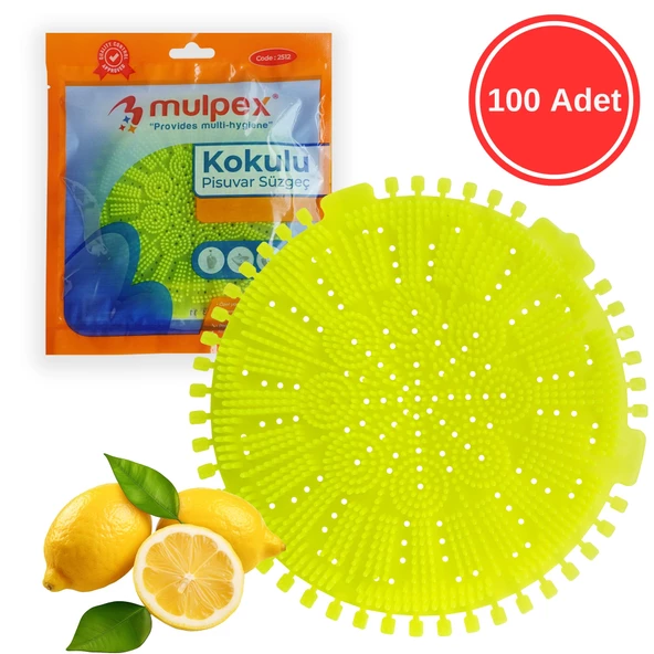 Mulpex Limon Kokulu Pisuvar Süzgeci - 100 Adet - Pisuvar, Küvet ve Lavabolar İçin 15x15 cm