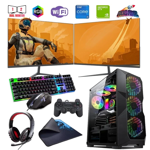 i5 12400F 32GB DDR4 1TB M2 4GB GTX1650 Çift 24" Monitörlü Oyun Bilgisayarı (Gaming SET) ürün görseli