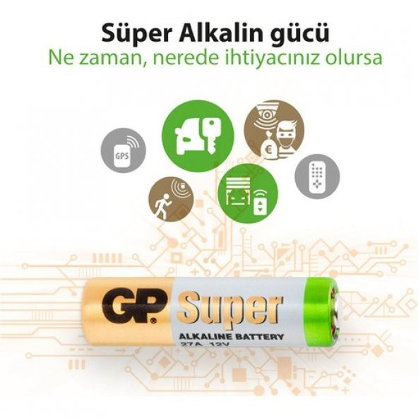 GP 27A 12V Pil Alkalin Yüksek Voltaj 5li Paket - 6