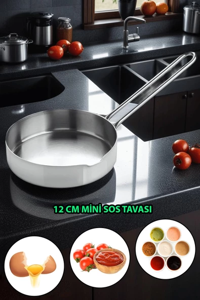 Nishev.com Evini Sev 12 cm Yuvarlak Paslanmaz Çelik Mini Yumurta & Sos Tavası