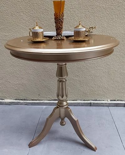 Fiskos Sehpa EKO 90501 Baba 3 Ayak 60CM Hareketli MDF Tabla Parlak Gold El Yapm - Resim 3