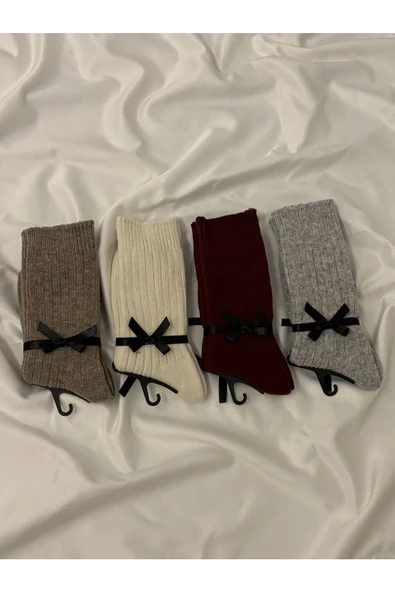 For Pretty 4'lü Kışlık Yünlü Havlu Kadın Çorap - 2