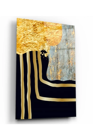 Gold Desenler Dekoratif ve Modern Cam Tablo