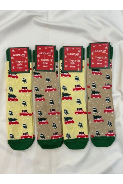 For Pretty 4'Lü Yılbaşı Christmas Temalı Unısex New Year Çorap