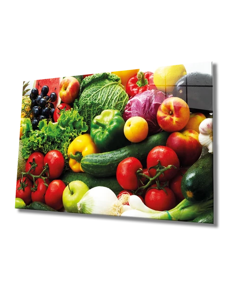 Meyve ve Sebze Dekoratif ve Modern Cam Tablo Fruits and Vegetables Art