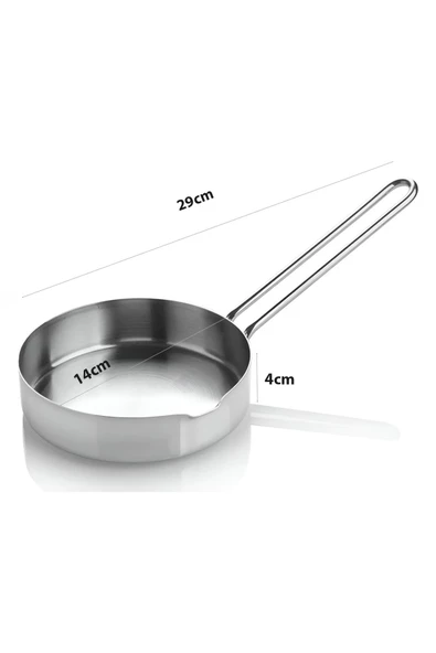 Nishev.com Evini Sev 14 cm Yuvarlak Paslanmaz Çelik Mini Yumurta & Sos Tavası - 2
