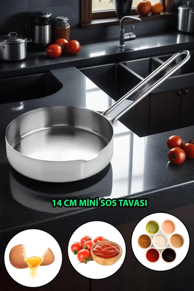 Nishev.com Evini Sev 14 cm Yuvarlak Paslanmaz Çelik Mini Yumurta & Sos Tavası