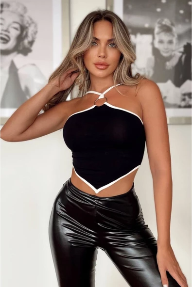 For Pretty Halka Detay Çapraz Askı Crop Bluz
