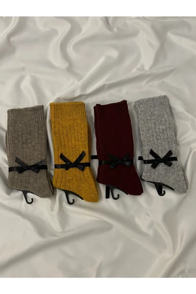 For Pretty 4'lü Kışlık Yünlü Havlu Kadın Çorap