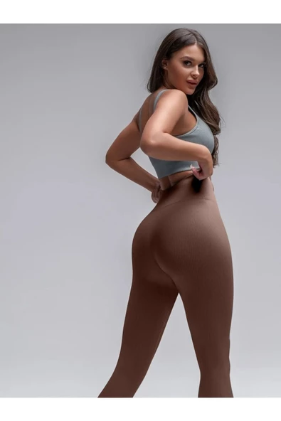 For Pretty Yüksek Bel Fitilli Tayt Dayanıklı Örme Kumaş