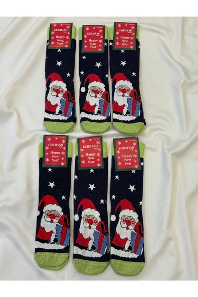 For Pretty 6'Lı Yılbaşı Christmas Temalı Unısex Noel Baba Detay Çorap