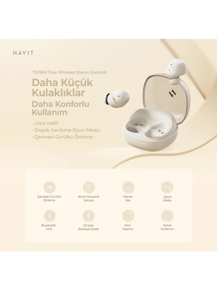 Havit TW969 Enc Tws Bluetooth 5.3 Kulaklık- MOR - 5