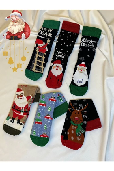 For Pretty Yılbaşı-Christmas-Noel Özel Unısex 6'lı Çorap