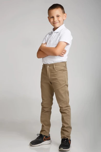 For Pretty Erkek Keten Okul Pantolonu Kanvas Beli ayarlı Lastikli İlkokul-Ortaokul