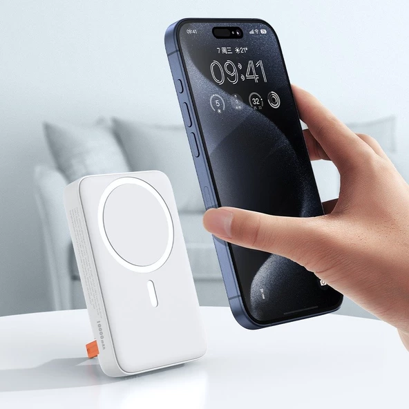 Mcdodo MC-5100 10000mAh 20w Magsafe Kablosuz Powerbank - Beyaz - 5