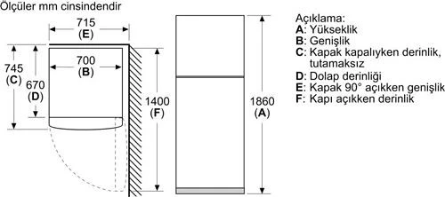 Bosch KDN55NLF1N Çift Kapılı No-Frost Buzdolabı - 3
