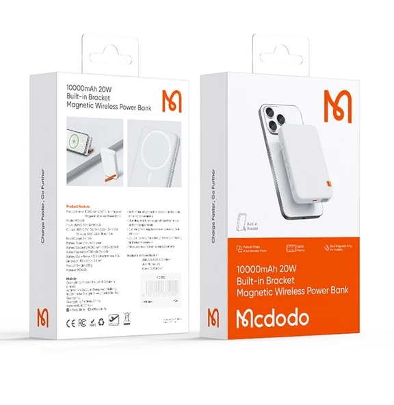Mcdodo MC-5100 10000mAh 20w Magsafe Kablosuz Powerbank - Beyaz - 6