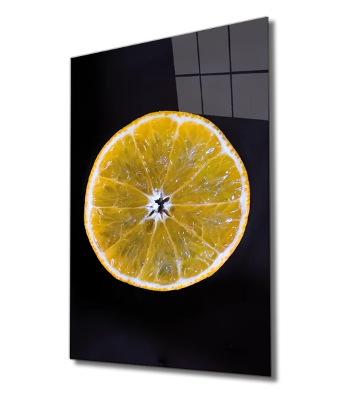 Sarı Limon Dekoratif ve Modern Cam Tablo Yellow Lemon