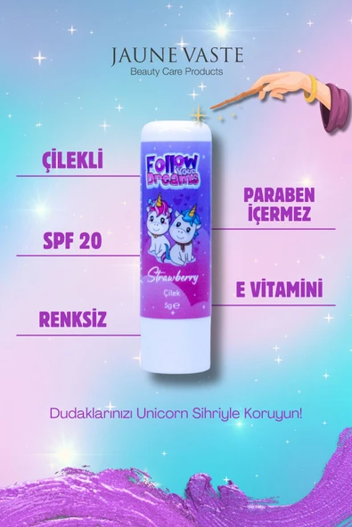 Jaune Vaste Lip Balm Kids Unicorn Dudak Kremi Çilekli 5 gr - 2
