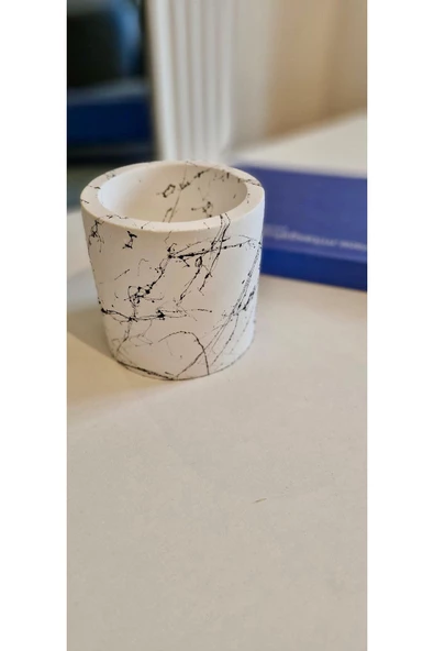 Mermer Desenli Dekoratif Masa Üstü ve Banyo Organizerliği, Kalemlik, Çok Amaçlı Düzenleyici - 6