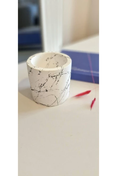 Mermer Desenli Dekoratif Masa Üstü ve Banyo Organizerliği, Kalemlik, Çok Amaçlı Düzenleyici - 5