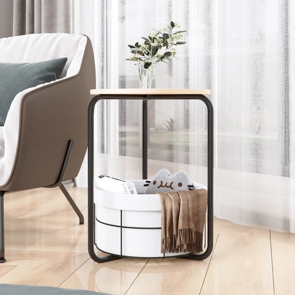 Eportatif Çantalı Orta Sehpa Yan Zigon Sehpa Beyaz 1558 - 2