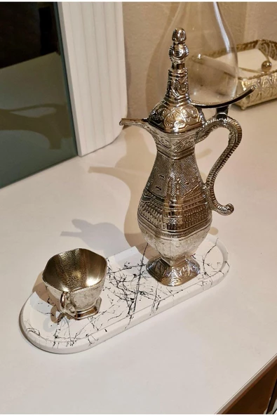 Mermer Desenli 3 lü Sunumluk Tabak Seti Dekoratif Obje Şık Görünüm, Tasarım Harikası - 7