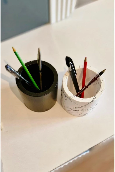 2 Ürün Bir Arada Mermer Desenli Ve Siyah Dekoratif Masa Üstü ve Banyo Organizerliği - 4