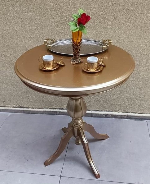 Fiskos Sehpa EKO 90503 Baba 4Ayak 65 CM Hareketli MDF Tabla Parlak Gold El Yapım - 3