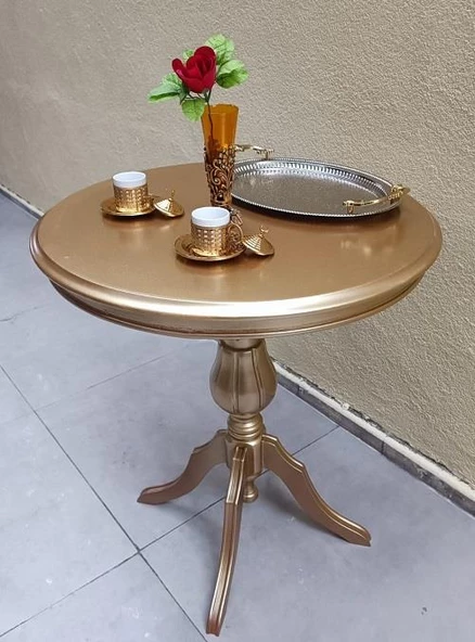 Fiskos Sehpa EKO 90503 Baba 4Ayak 65 CM Hareketli MDF Tabla Parlak Gold El Yapım - 2