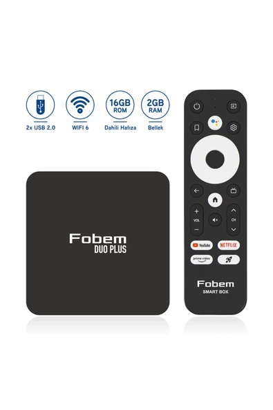 Fobem Duo Plus 4K Android TV Box Medya Oynatıcı - Ses Komutlu Wi-Fi 2 Gb Ram 16 GB Hafıza - 2