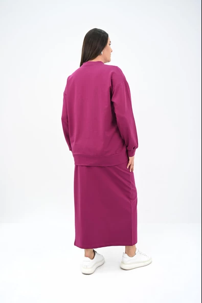 Kadın Büyük Beden Fermuar Detaylı Etek Takım 8159-25 - 12