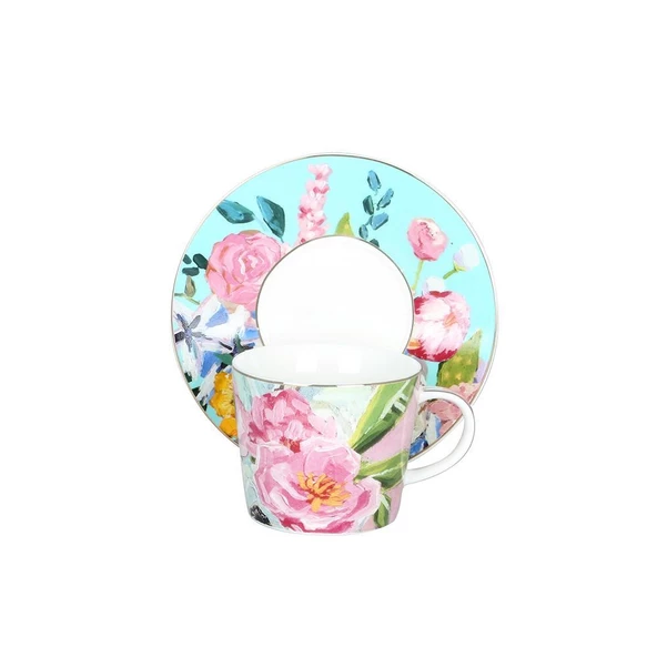 Luckyart Peony Desenli 6 lı Bone China Porselen Çay Fincanı seti 220 ml LYBA037 - 4
