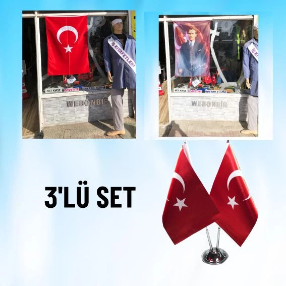 3'LÜ SET_2'Lİ BAYRAK+ BAYRAK+ ATATÜRK POSTERİ - 2