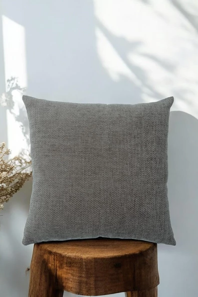 Urban Minimal Dekoratif  Kırlent Kılıfı Yastık Kılıfı  Yumuşak Kalın  Gramajlı Şönil Kumaş 43x43cm Kahve - 3