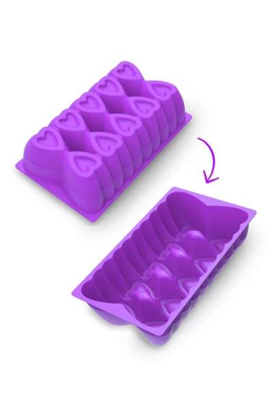Kalp Desenli Risotto Silikon Baton Kek Kalıbı 26x16 cm - 10