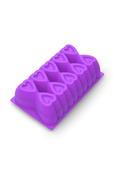 Kalp Desenli Risotto Silikon Baton Kek Kalıbı 26x16 cm - 11
