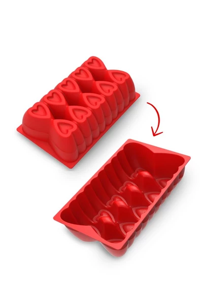 Kalp Desenli Risotto Silikon Baton Kek Kalıbı 26x16 cm - 2