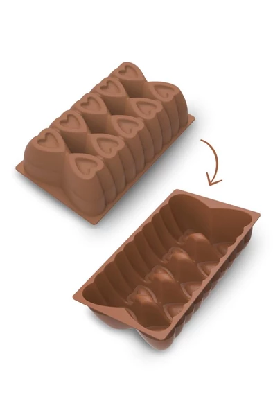 Kalp Desenli Risotto Silikon Baton Kek Kalıbı 26x16 cm - 6