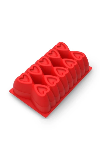 Kalp Desenli Risotto Silikon Baton Kek Kalıbı 26x16 cm - 3